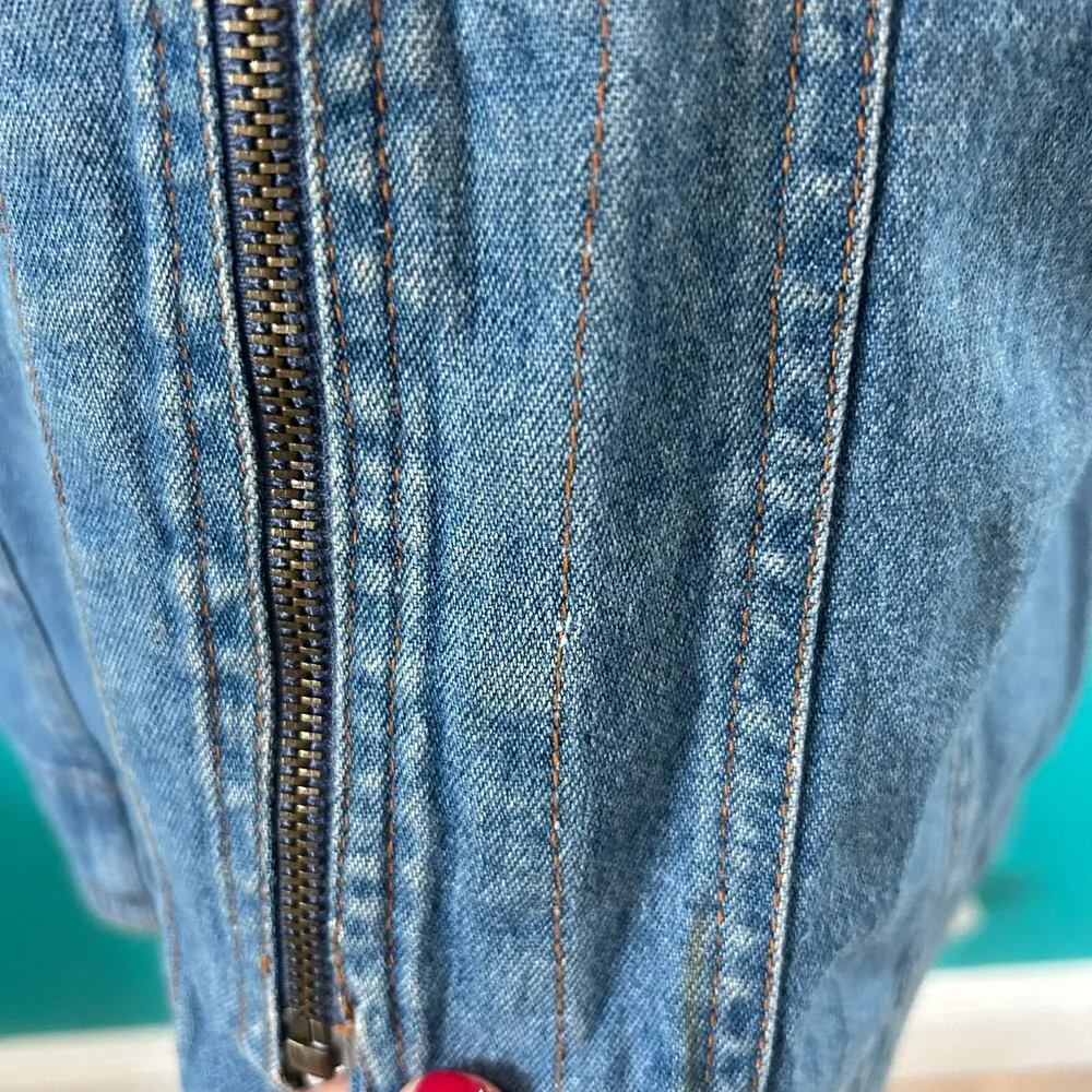 Rythm Blue Denim Full Zip Vest Cotton Collared Medium Wash Size L Size L - Image 2