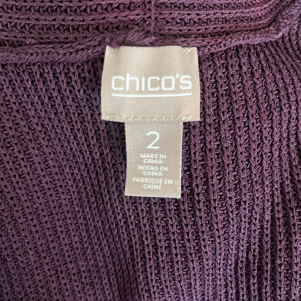 Chicos Purple Sleeveless Knit‎ Rayon Blend Cardigan Long Sweater Women’s Large - Image 3