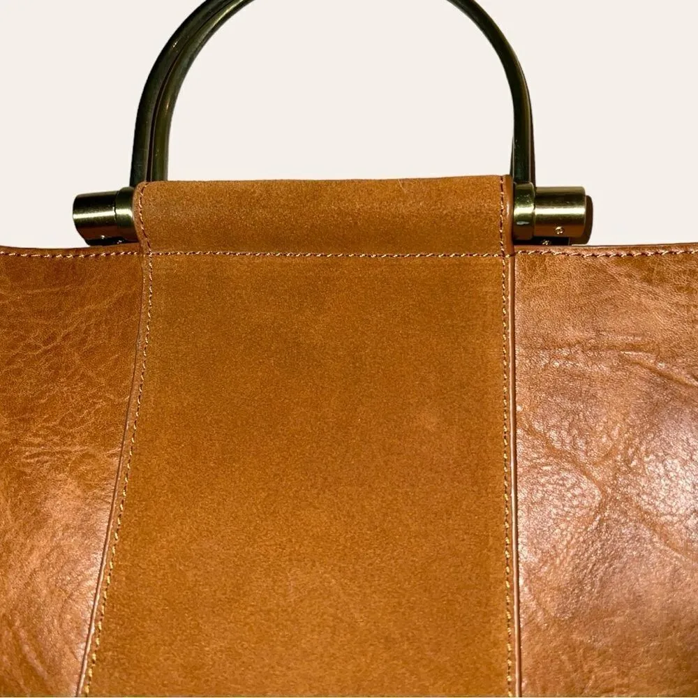 Awesome faux leather camel bag with removable zippered pouch! Brown - Image 5