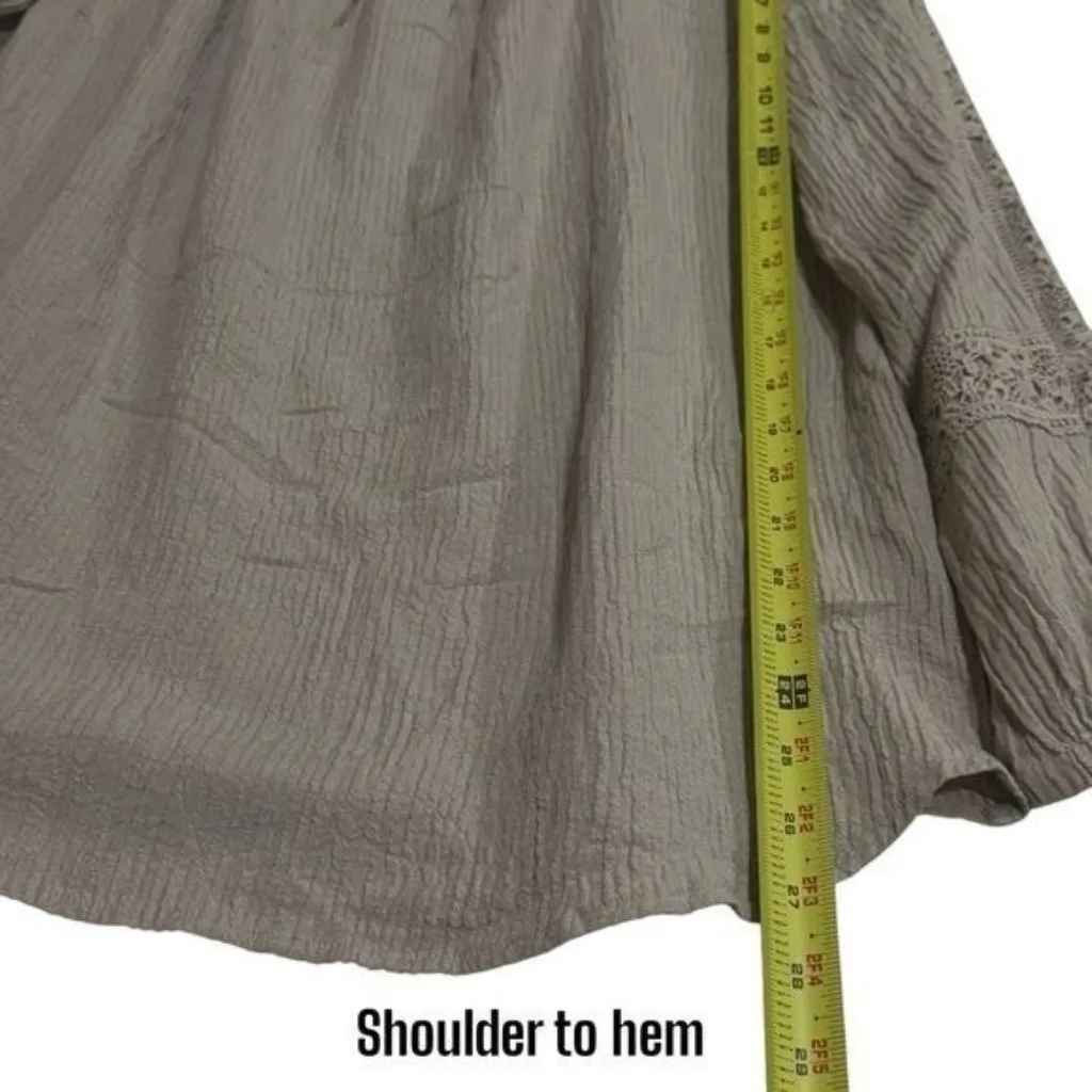 Soft Surroundings Gauze Embroidered Blouse Peasant Boho Milk Maid Cottagecore M - Image 12