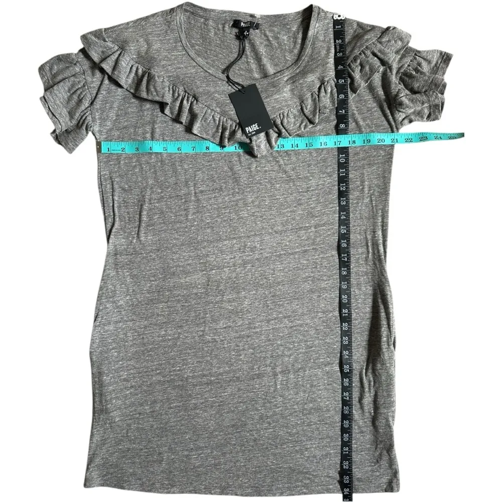 NEW Paige Adalie Boho Chic Ruffle Shirt Mini Ruffle Dress Gray Size Medium - Image 6