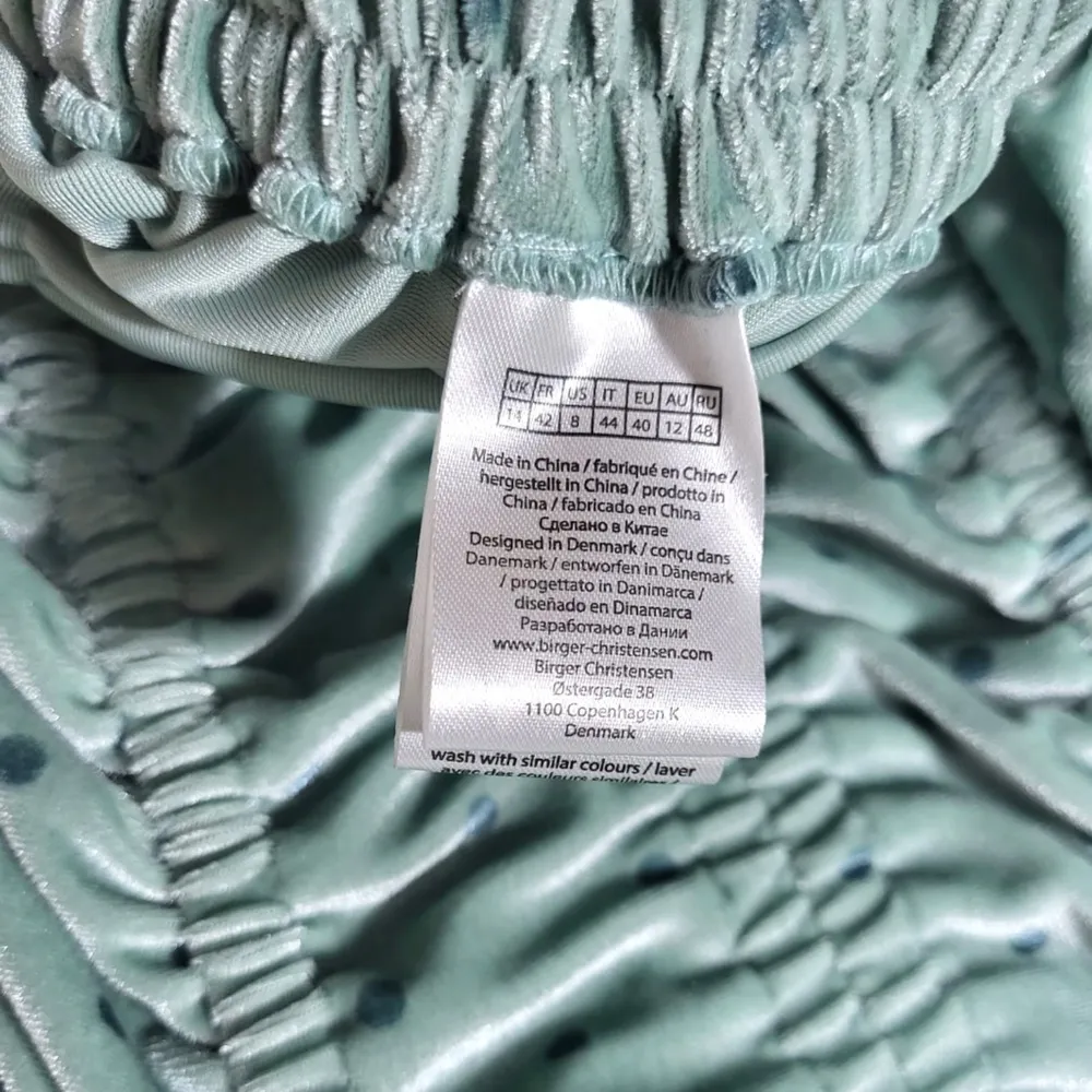 NWT Rotate Birger Christensen Aria Ruched Polkadot Velvet Mini Dress in BlueSurf Green Size 8 - Image 13