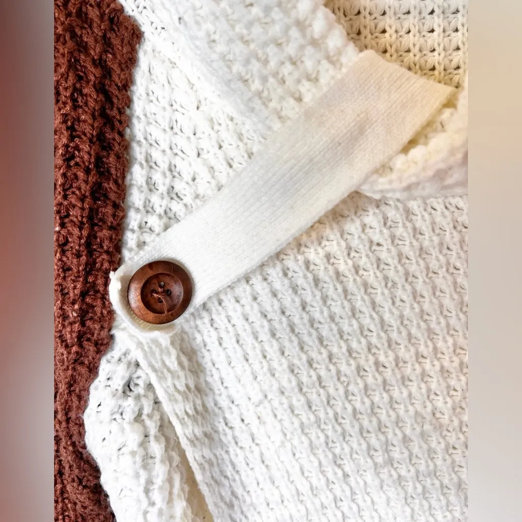 Women’s Button Turtle Cowl Neck Asymmetric Hem Wrap Pullover Sweater Size XL White - Image 3