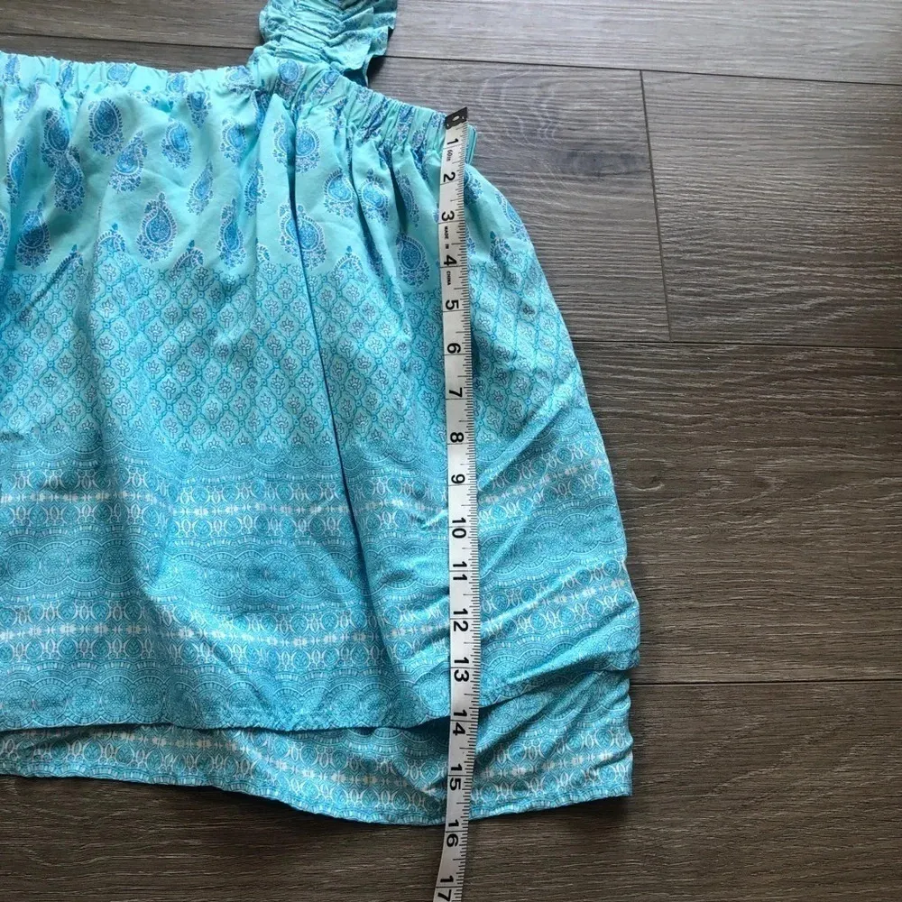 Crown And Ivy Womens Blue Flowy Tank Top Size Large - Image 3