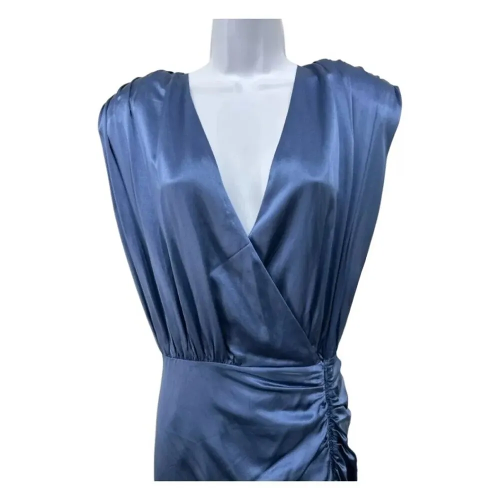 Veronica Beard Dress Size 8 Blue Steel Casela Silk Blend Ruching MSRP $648 - Image 12