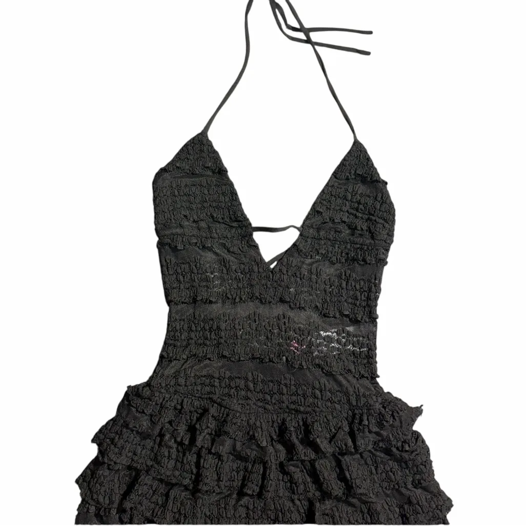 NEW Edikted Lanney Ruffle Sheer Lace Halter Romper Size Small - Image 6