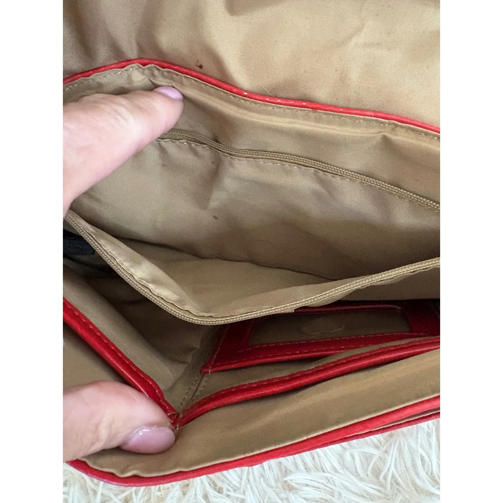 GIANI BERNINI Red Leather Shoulder Bag Handbag Designer Style Purse Flap - Image 9