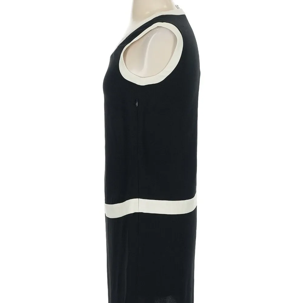 M Missoni Authentic Women's Tank Shift Dress in Black w/Cream Band Accents - Image 8