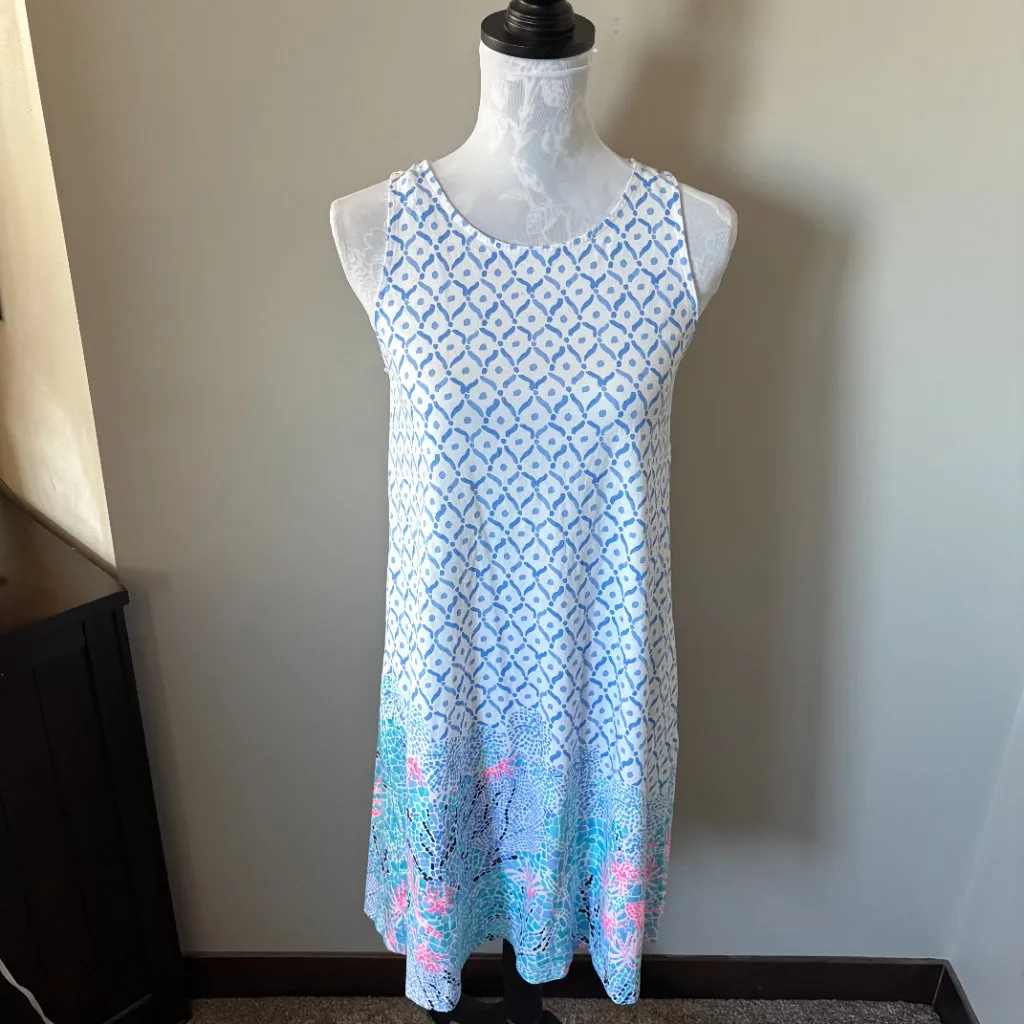Lilly Pulitzer Luella Dress Sea La Vie Print Blue Tank Style Womens Small - Image 2