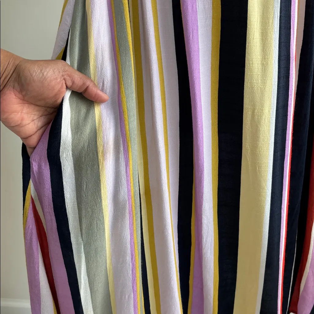 LOFT multicolored vertical striped halter neck swing dress size Medium - Image 8