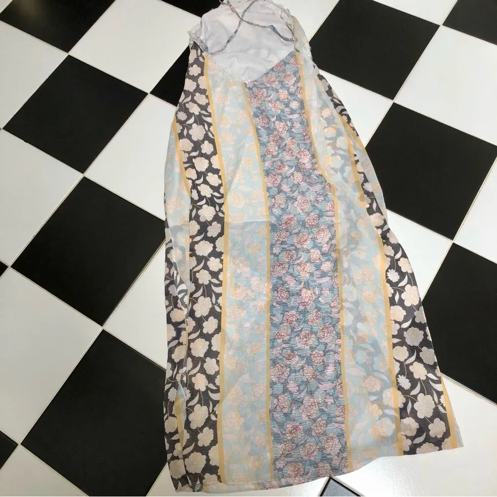 Monroe Floral Stripe Semi-Sheer Layered Maxi Dress Multicolored sz Med - Image 8