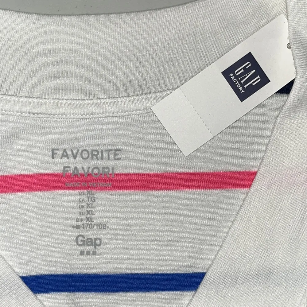 Gap NWT Size XL White Stripe V-Neck Long Sleeve Favorite Knit Top Shirt - Image 4