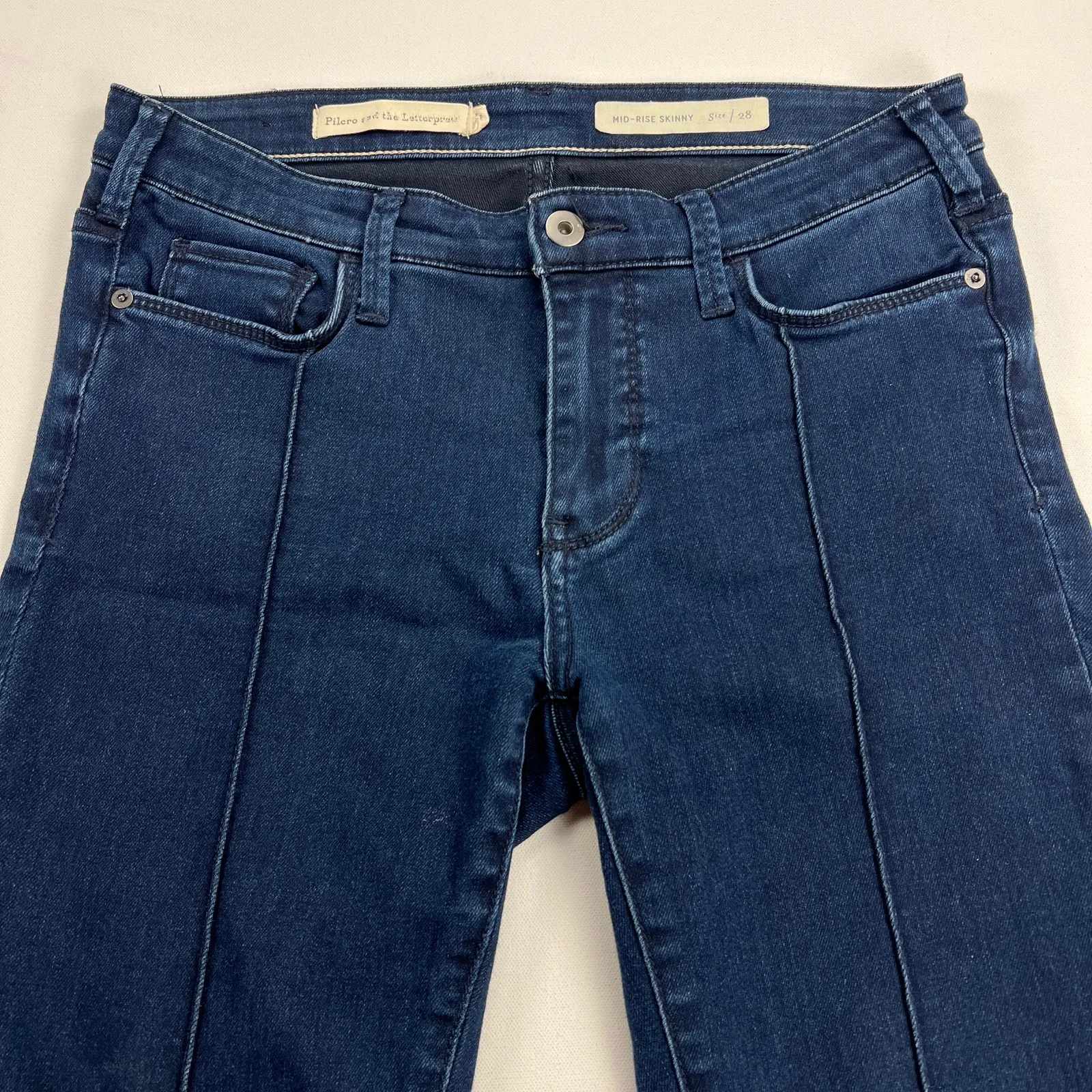 Pilcro and the Letterpress Mid Rise Skinny Dark Wash Seam Leg Jeans Size 28 - Image 2