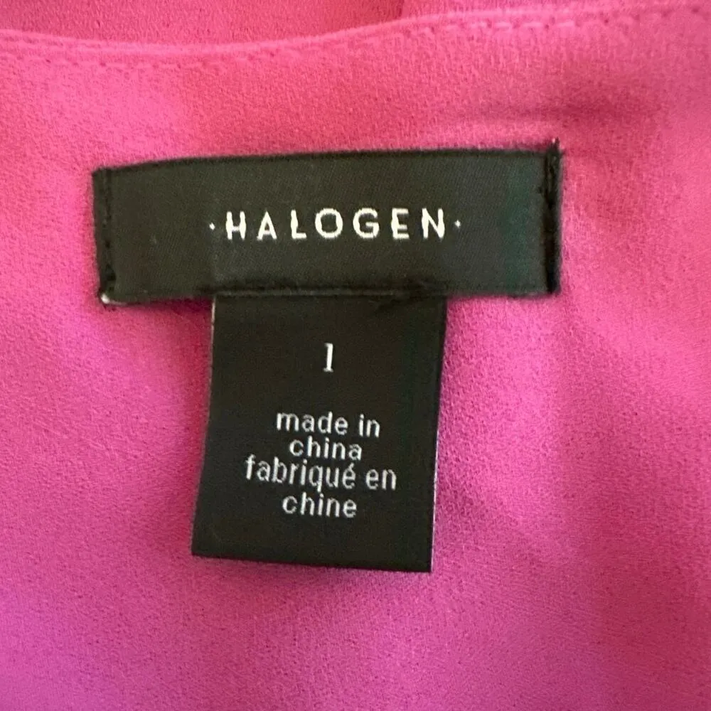 Halogen Nordstrom Fuchsia Wrap Cross Front Blouse Size Large Dressy Office - Image 7