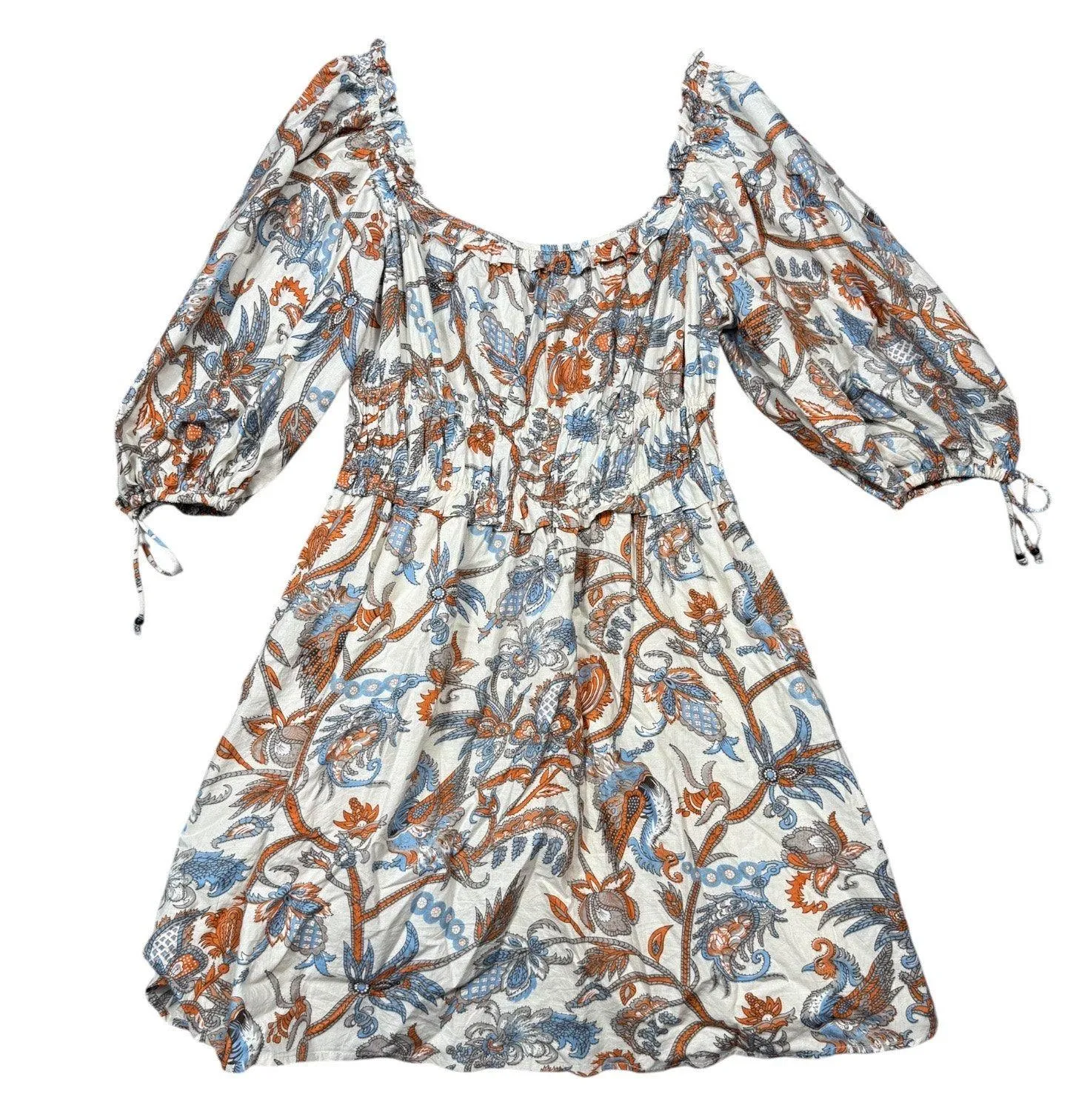 House of Harlow 1960 Nicole Richie Boho Floral Cotton Peasant Dress Size L - Image 3