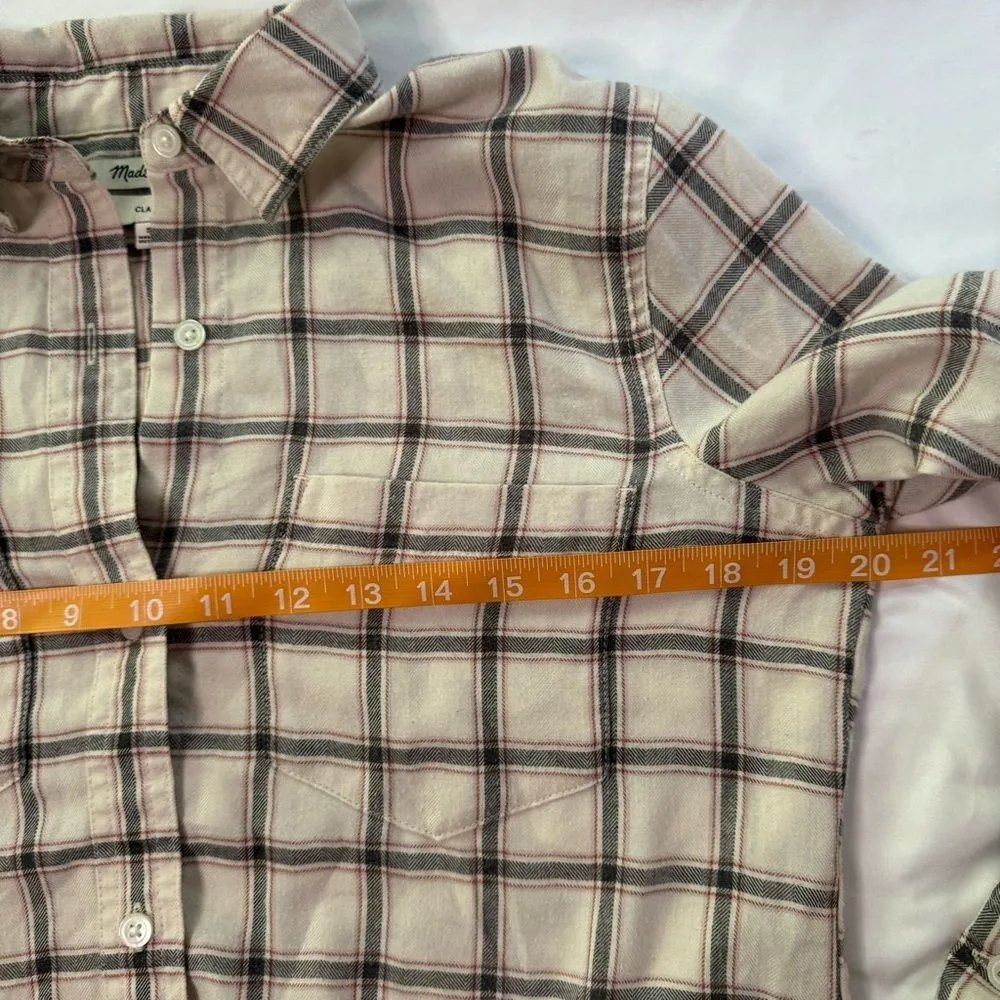 Madewell Classic Ex-Boyfriend Shirt Size S Porte Plaid Hi Lo Hem Cozy Flannel - Image 6