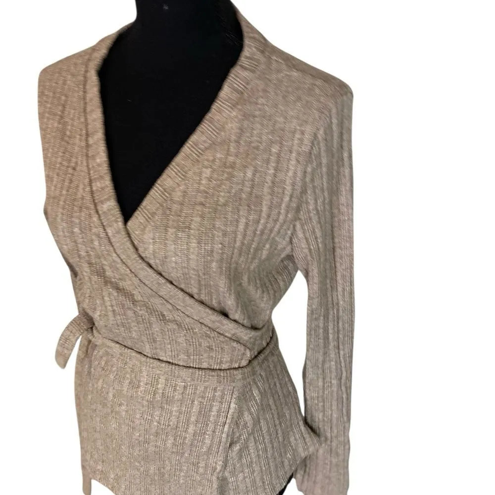 #155 OGL Stretch Knit Cross Front Sweater Size L - Image 2