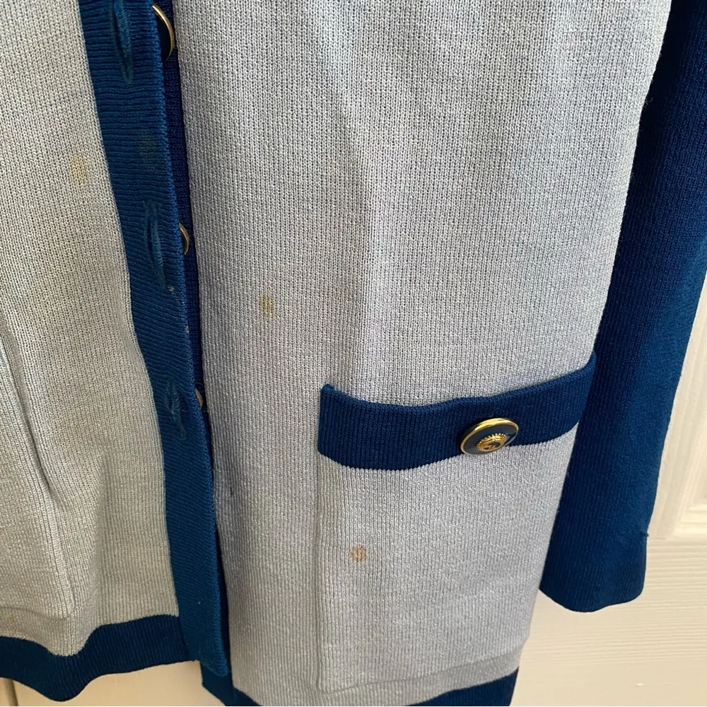 St John Knit Jacket Cardigan Blazer Sweater Button Royal Blue Santana Small - Image 4
