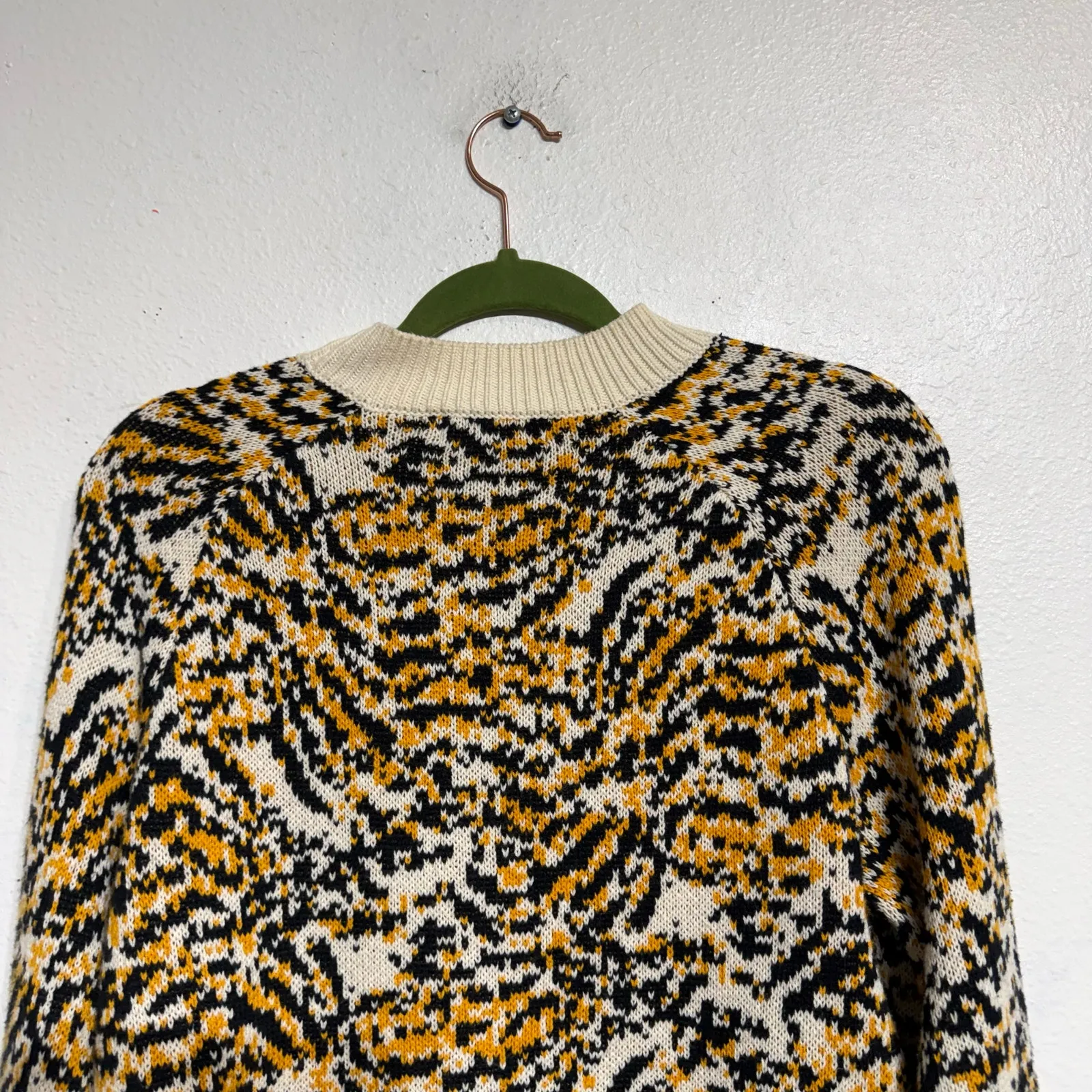 Rachel Zoe Leopard Print Cropped Oversized Sweater Sz XXS - Image 7
