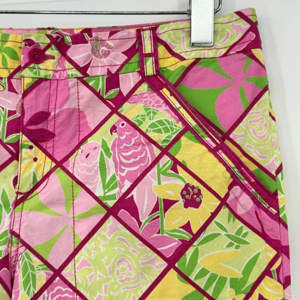 Lilly Pulitzer white label patchwork floral parrot giraffe print cropped pants 8 - Image 3