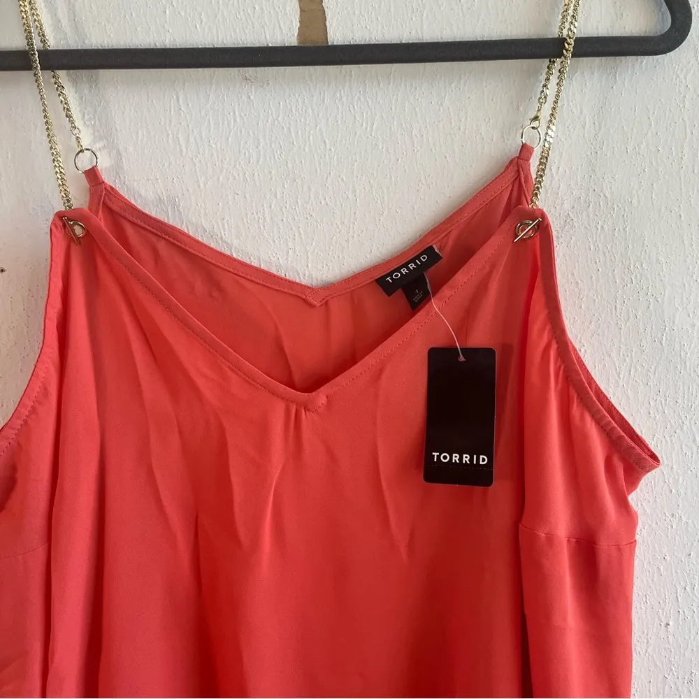 Torrid Tank Top Coral Sophie Georgette Chain-Link Strap Swing Cami Sz 1X (1) NWT - Image 7