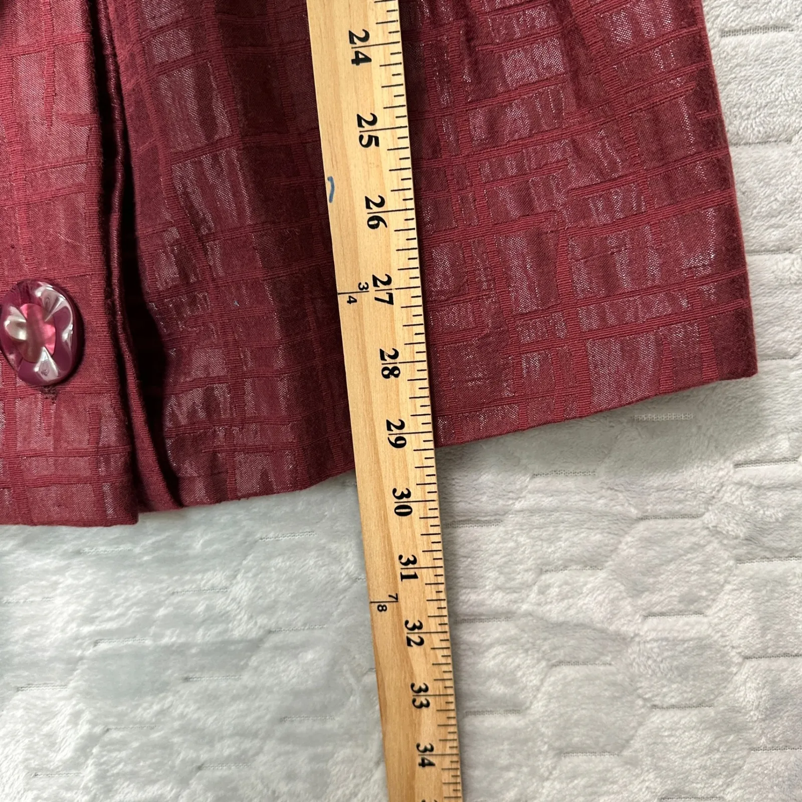 Vertigo Paris Women Red Textured Belt Coat Jacket S Lurex Cotton Blend Glam Mod - Image 8