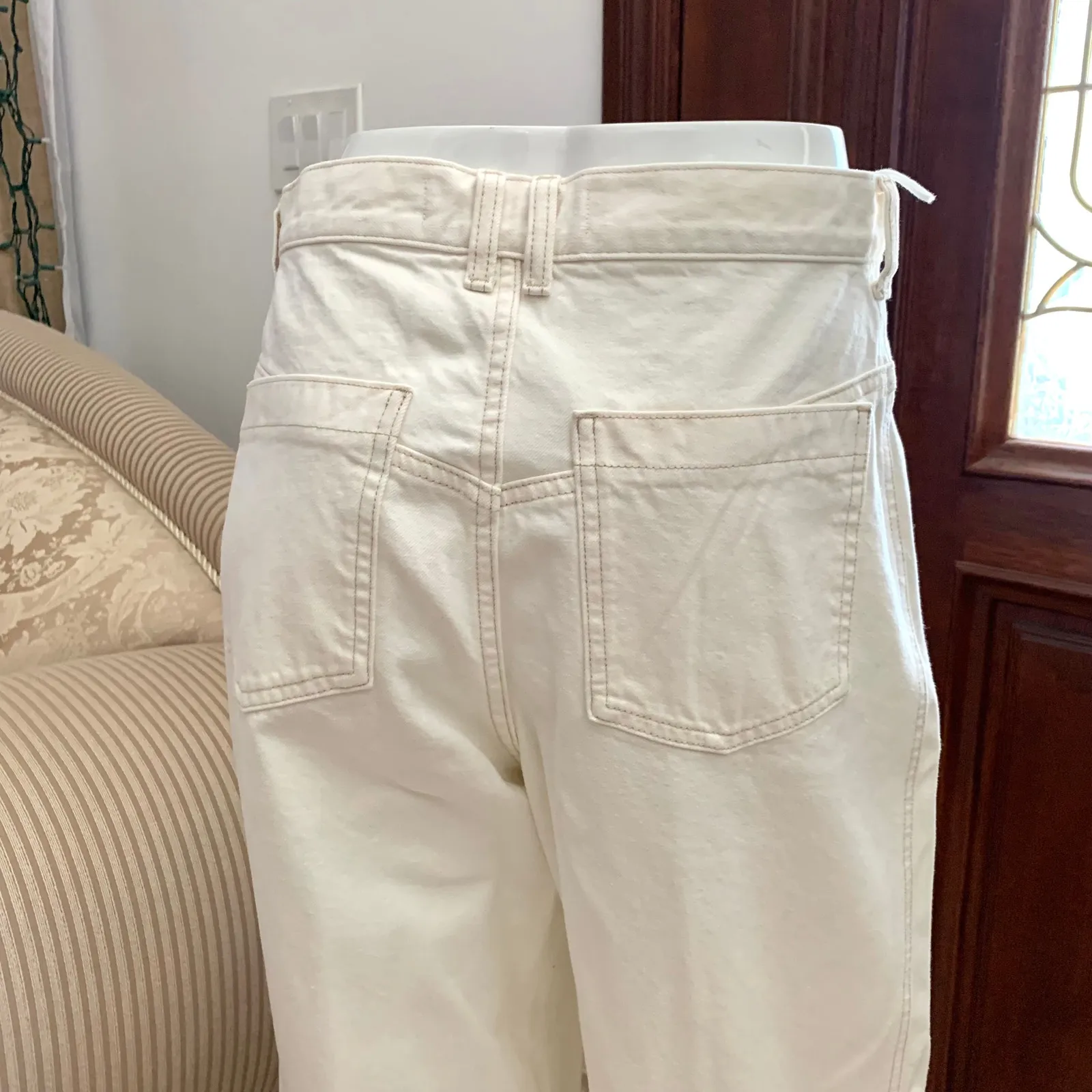 Rokh x GU (Uniqlo) Wide Button Cotton Jeans in Off White Size L - Image 8