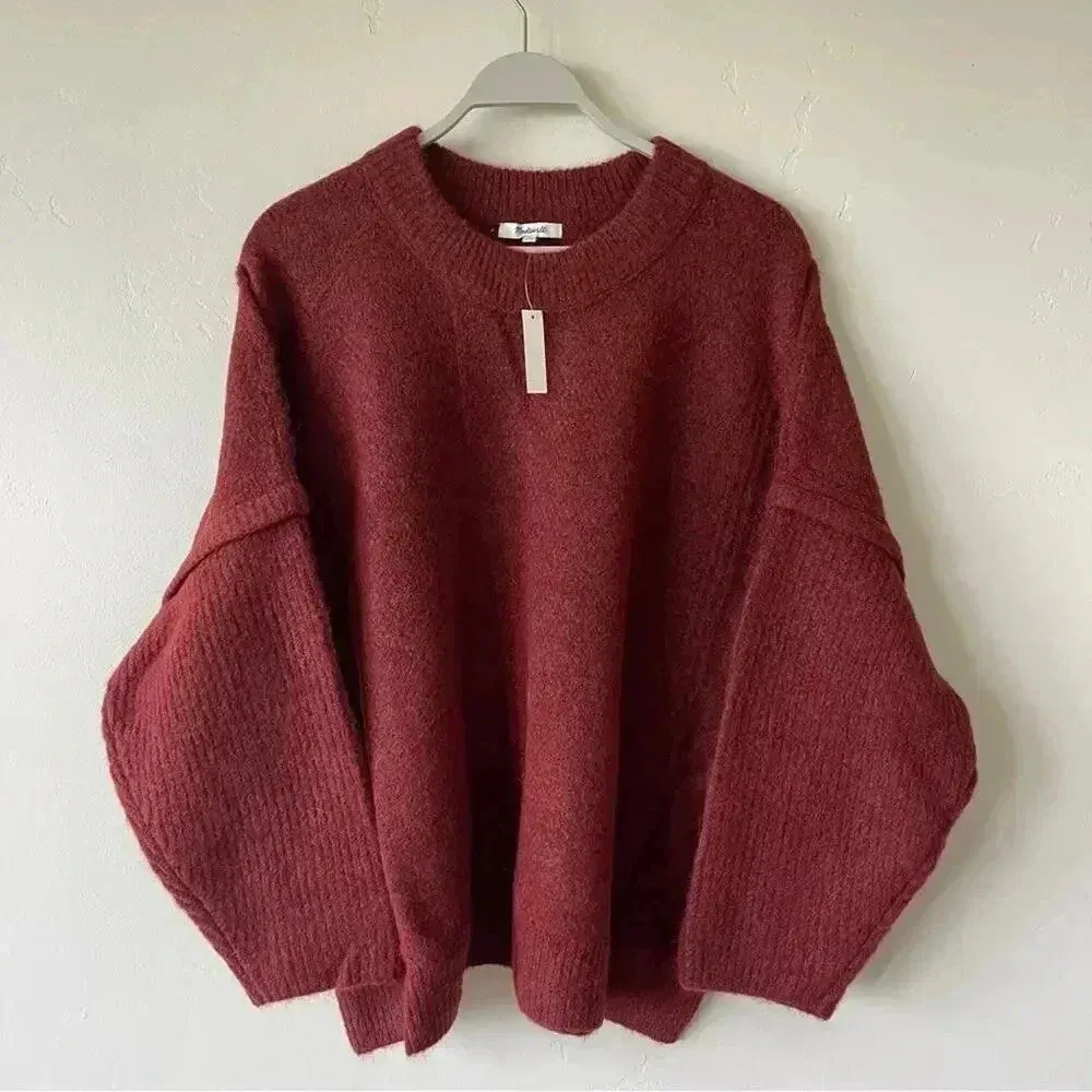 Madewell Plus Alpaca Wool Cable Havener Pullover Sweater Heather Auburn 3X NWT - Image 6