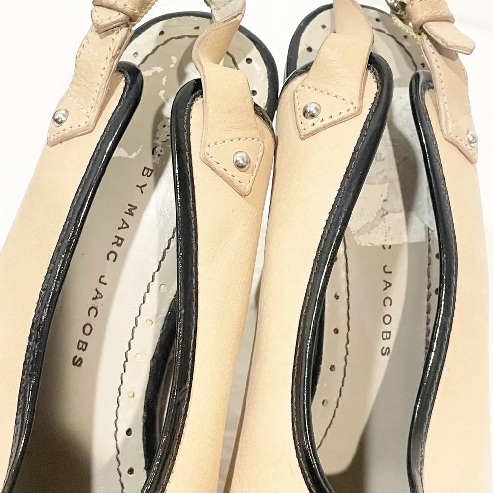 Marc by Marc Jacobs Size 36/5.5 Tan Black Toe Cap Sling Back Heel Shoes - Image 5