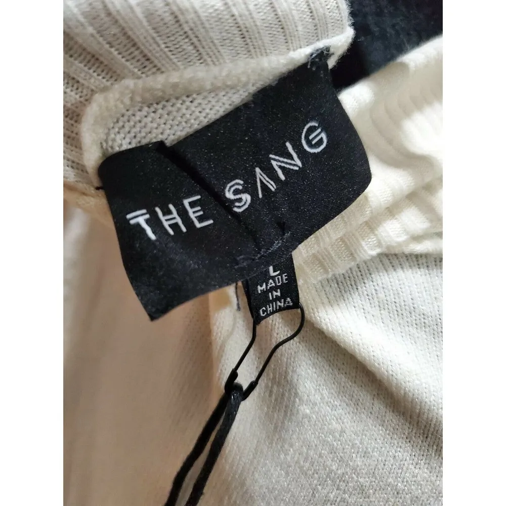 The Sang Women's Ivory Viscose High Neck Long Sleeve Knee Length Dress Size L - Image 10