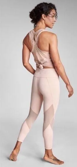 Athleta Eclipse 7/8 Tights Mesh Leggings Size Medium Pink Ballerina Gown - Image 2