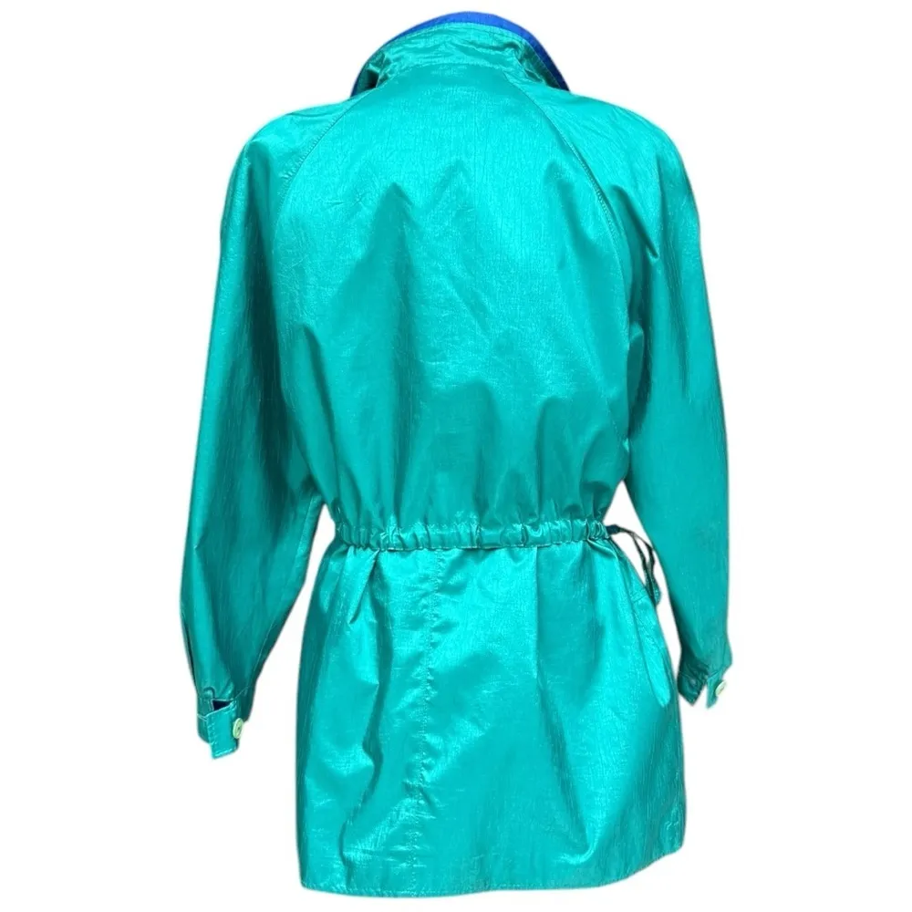 Vintage Forecaster of Boston Vintage Trench Coat Size Medium, Teal and Blue EUC Green - Image 4