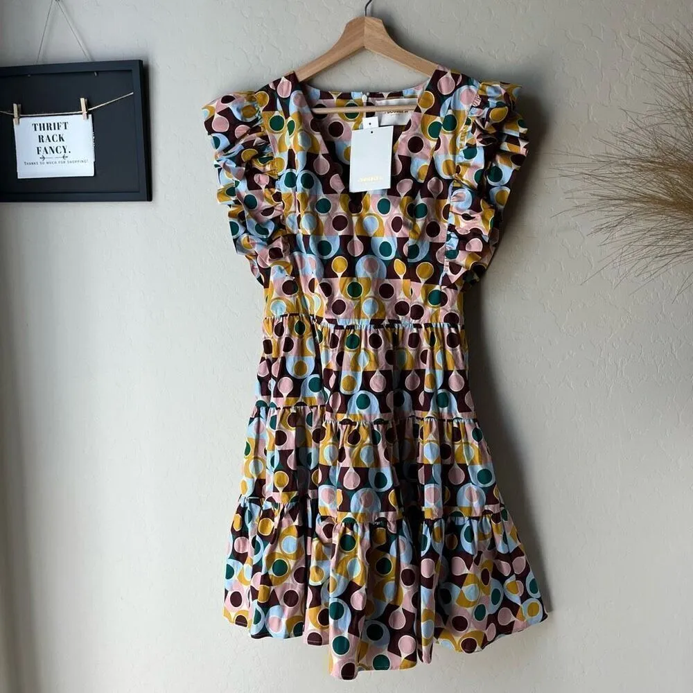 NEW LA DoubleJ Dress Flutter Cap‎ Sleeve Honeybun Gumball Mini Dress Multi Sz S Pink - Image 4