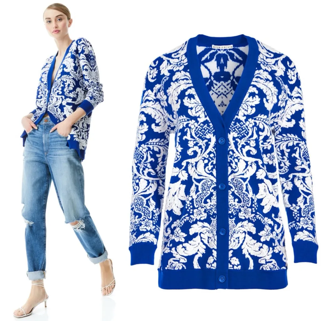 Alice + Olivia Bradford Paisley Grandpa Cardigan L - Image 5