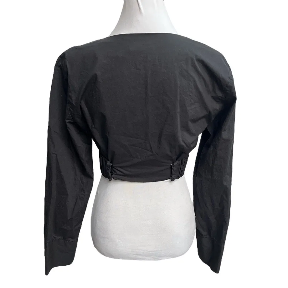 Zara Wrap Slit Sleeve Crop Top Black Size Medium - Image 2