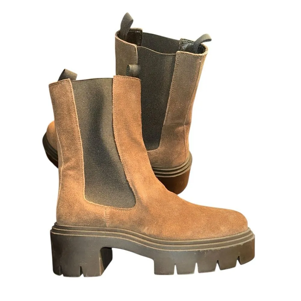 Steve Madden Brown Leather Platform Lug Boots(Size 9.5M) - Image 6