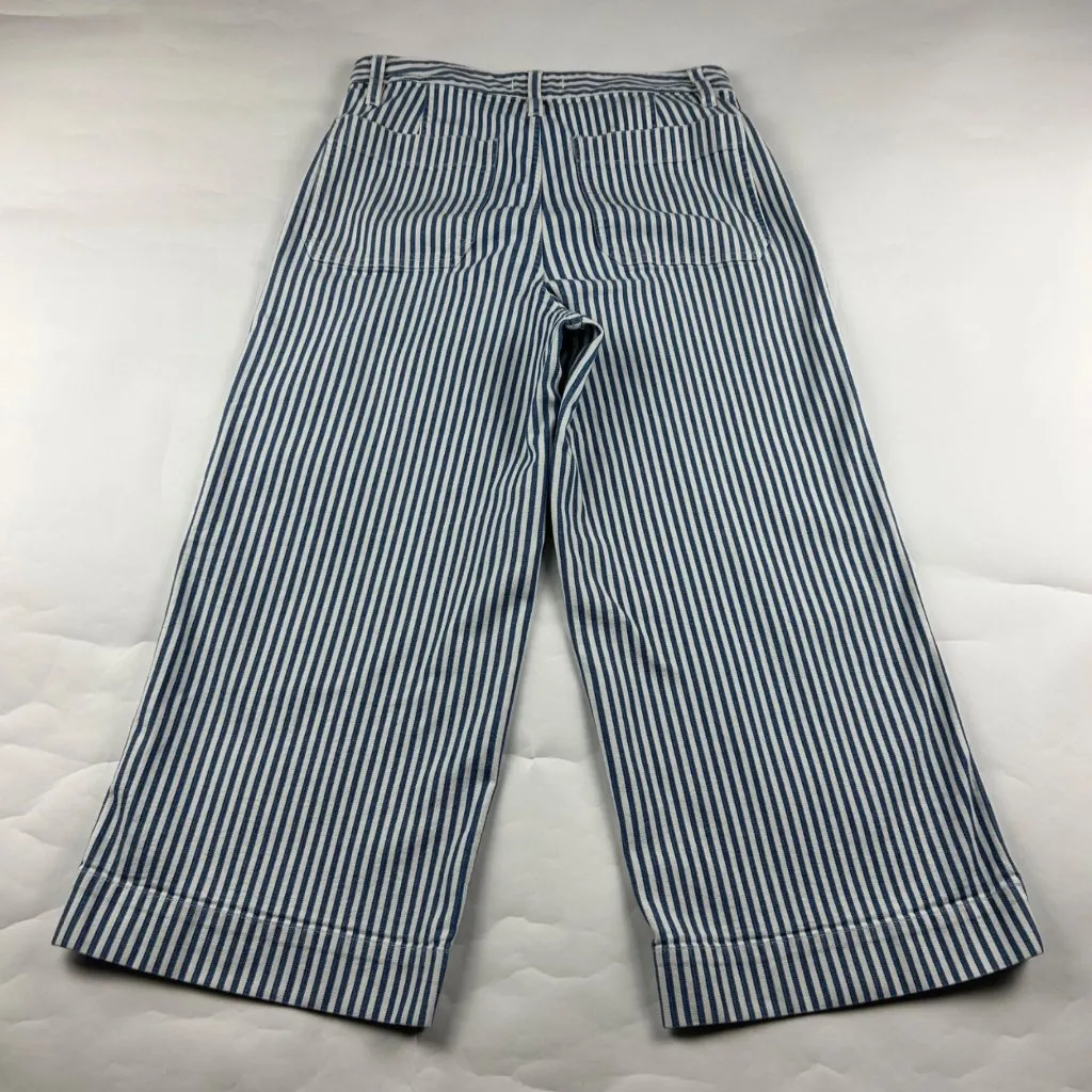 Madewell Blue Railroad Striped Wide Leg Cropped Chino Pant 30 - Image 7