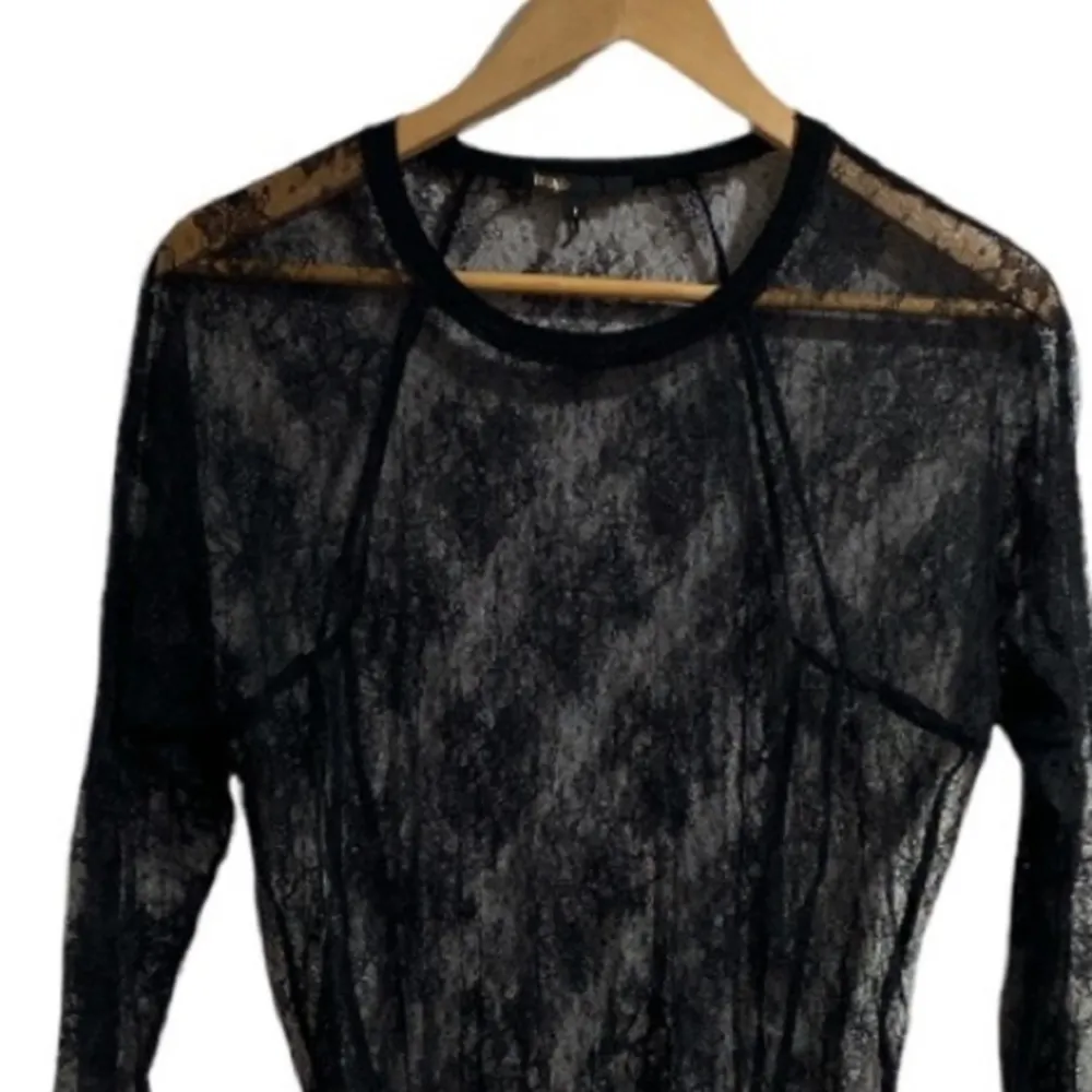 Maje black shirt lace shirt small‎ layering undershirt - Image 3
