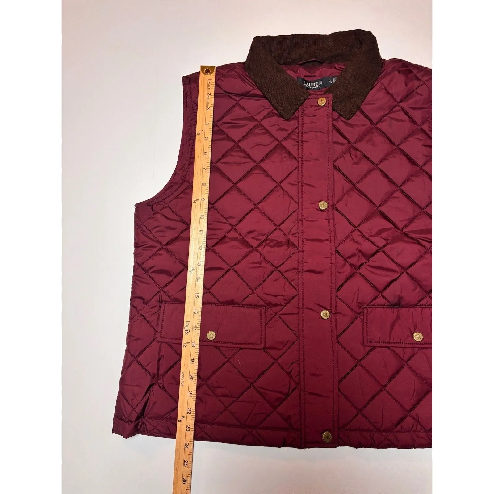 Lauren RALPH LAUREN Women’s Quilted Corduroy Collar Dk Garnet Size XL NEW - Image 5