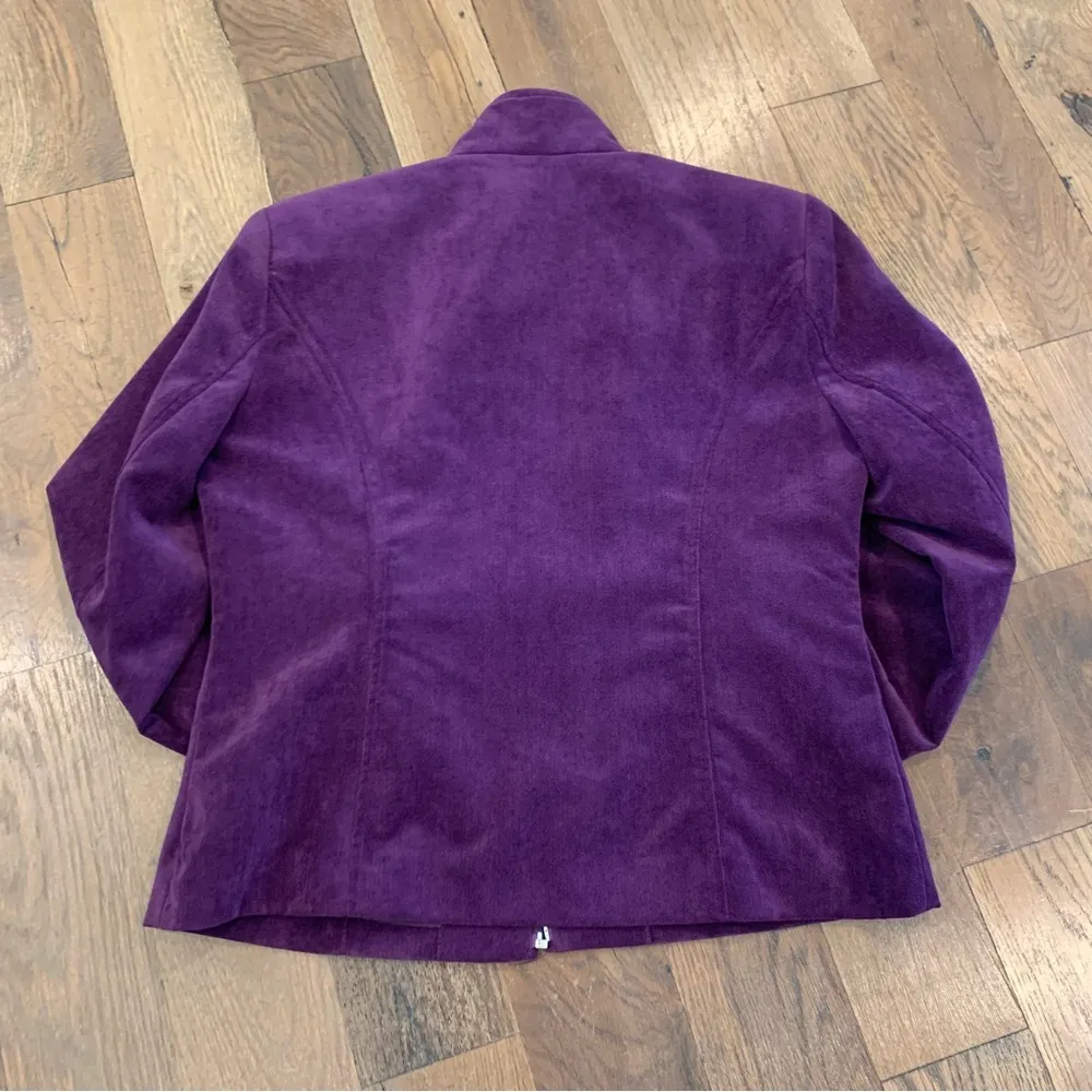 Dressbarn Womens Purple Zip Front Jacket Size Small - Image 3