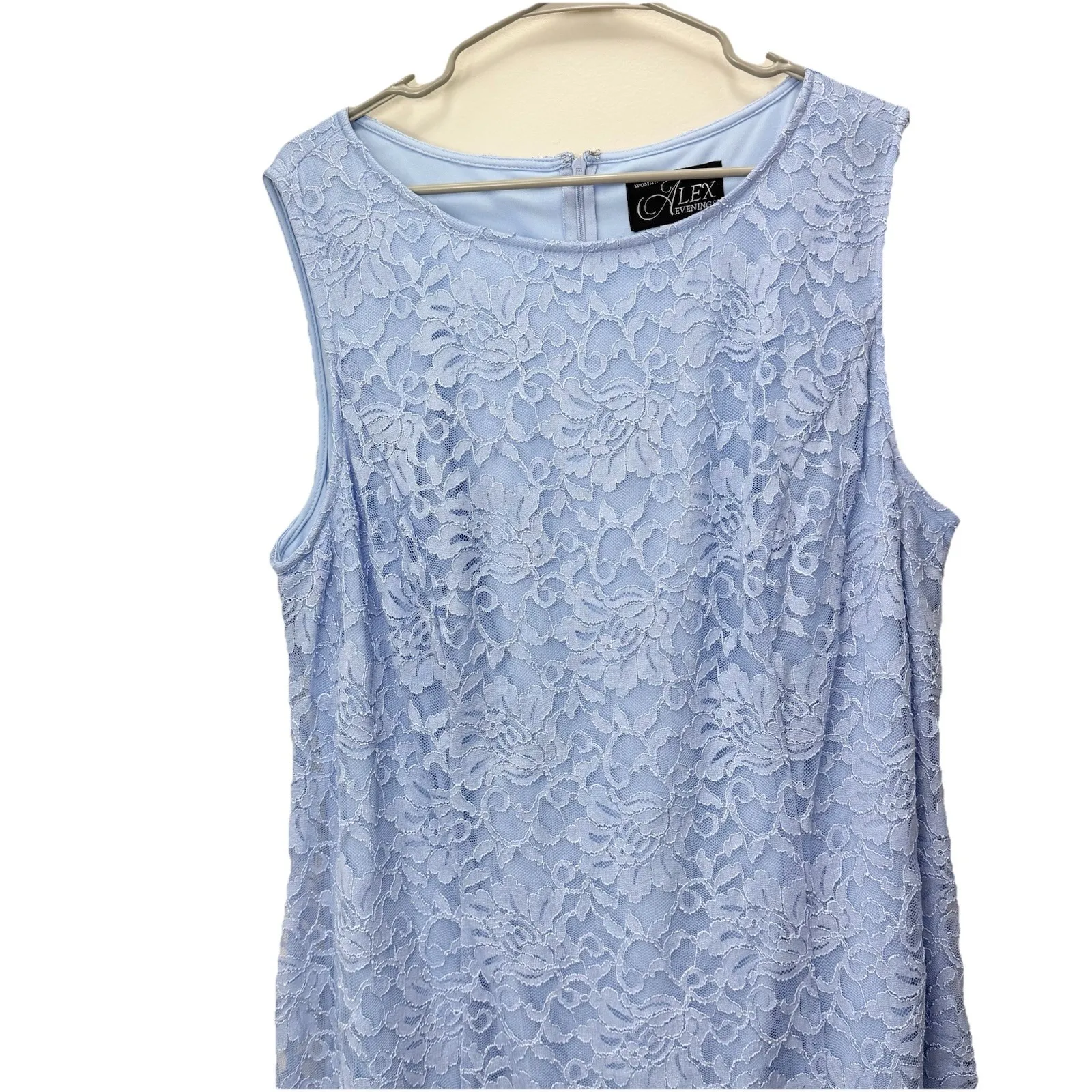 Alex Evenings Blue Scalloped Glitter‎ Lace Two Piece Jacket Dress Size 20W - Image 7