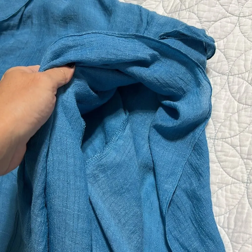 Ashley Stewart womens 18/20 pullover Caribbean ruffle split neck poncho blouse - Image 7