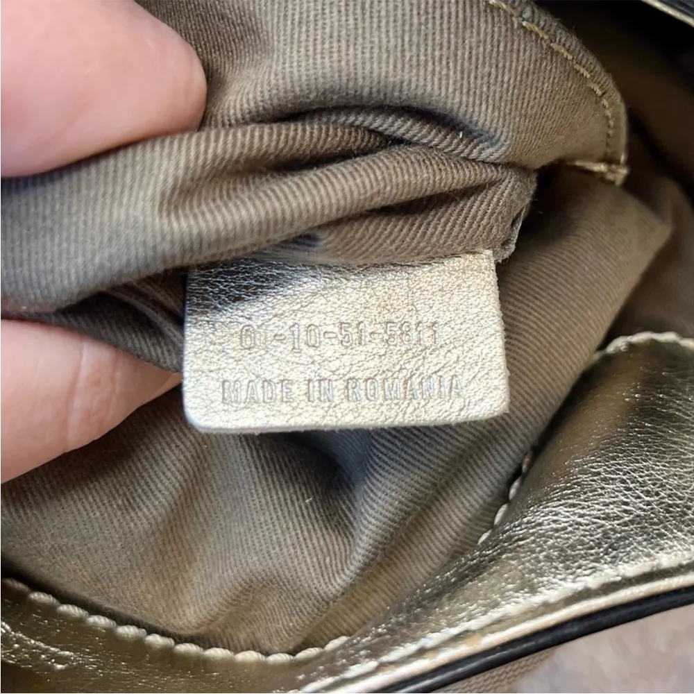 Chloe Metallic Gold Harley Canvas & Leather Shoulder Bag - Image 15