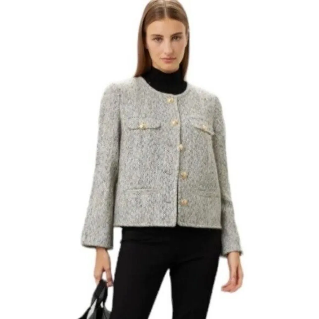 Derek Lam Collective Wool Blend Tweed Jacket Convertible Cape Size 4 - Image 12