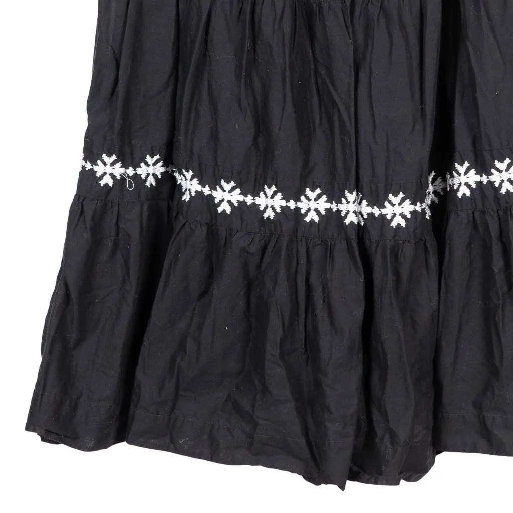 Charter Club Tiered Skirt 16 Womens Black White Embroidered Stitching Cotton - Image 3