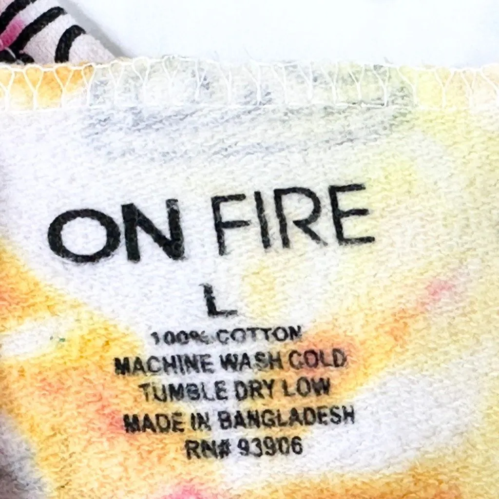 On Fire Large Hoodie Pizza Pizzazz Tie Dye All Over‎ Print Yellow Red 1015 - Image 12