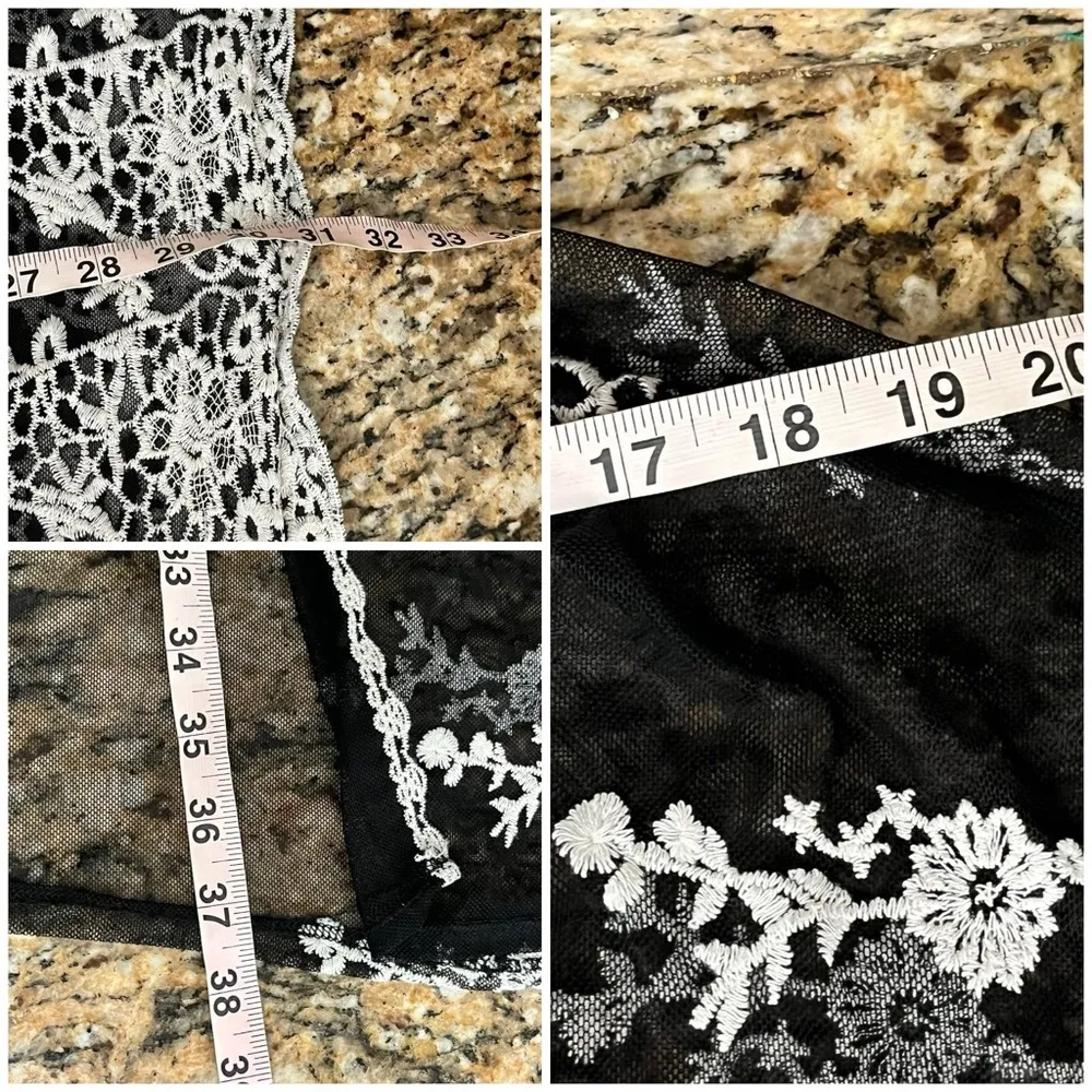 Women's Kimono Embroidered Mesh Sheer Crochet Beach Boho Coastal Goth Hippie L - Image 6