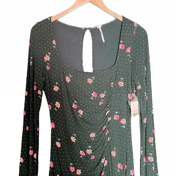 NWT Free People Celia Floral Square Neck Mini Dress Green Women’s Size Small New - Image 7