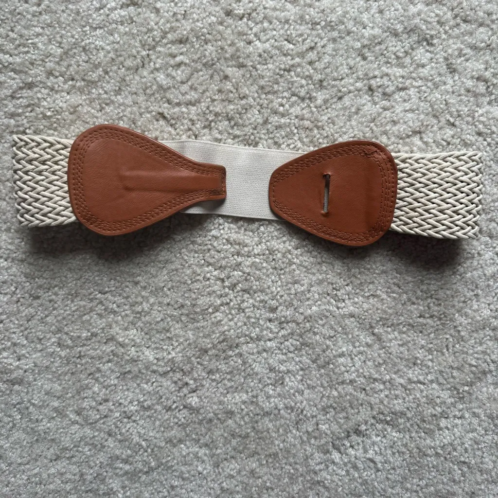 Brown and Cream Women's Belt Forever 21 S/M - Image 7