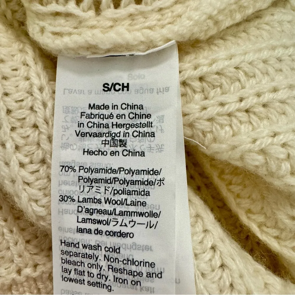 NEW J. Crew Pom-Pom Cable-Knit Pullover Crew Neck Sweater Natural Cream Small - Image 9